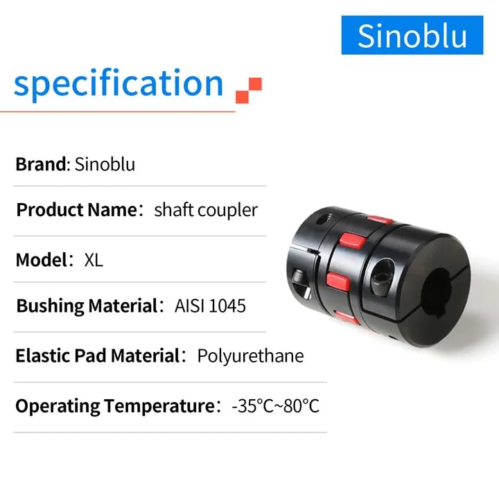 Sinoblu Store D30 L50 Bore 12-14mm AISI 1045 Steel Flexible Elastic Shaft Coupling XL0 Type Jaw Coupling with Elastomeric Spider for Medium and Large Equipment - Image 5